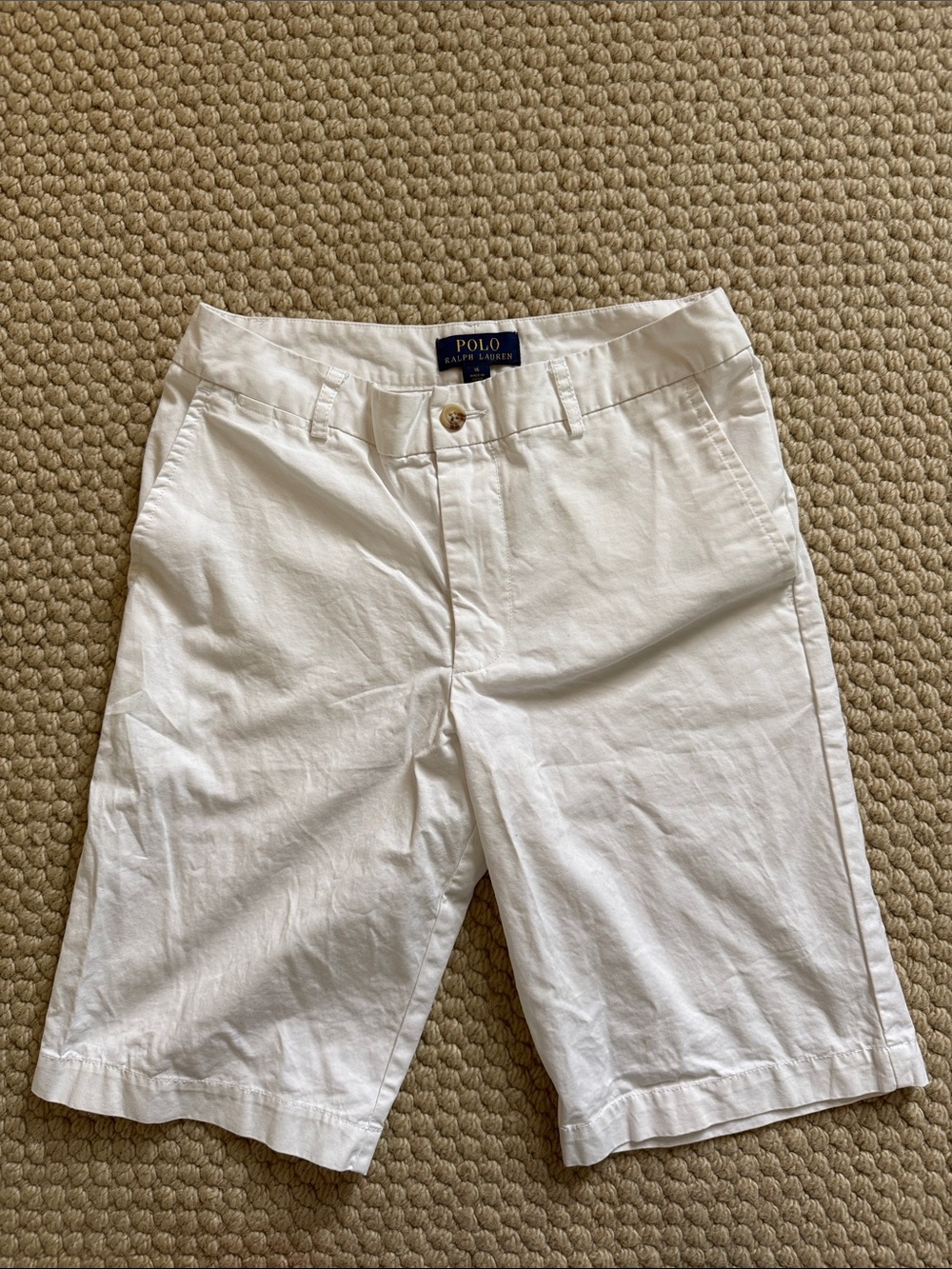 Polo by Ralph Lauren White Boy’s 16 Flat-Front Chino Shorts